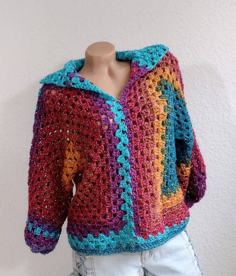 Großer Damenpullover Gestrickt, Hemd, Oversize , Häkelmode von Wollzeug