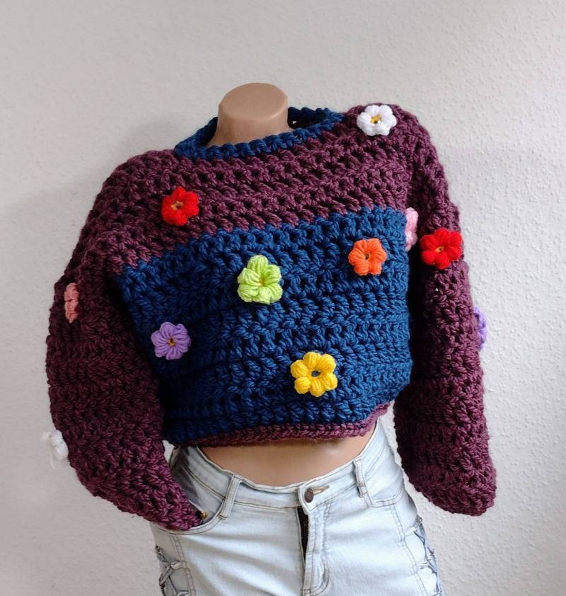 Großer Damenpullover Gestrickt, Kurzpullover, Oversize , Grobstrick, Gehäkelt Großer Damenpullover Gestrickt, Kurzpullover, Oversize , Grobstrick, Gehäkelt von Wollzeug