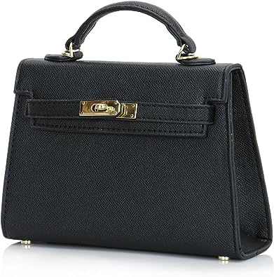 Mini-Tasche mit Tragegriff für Damen, Designer-Geldbörse, Handtaschen, Tragetasche, Leder-Umhängetasche, Schwarz A, L-11 von WolmaSup