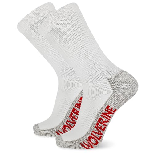 Wolverine Herren Arbeitsstiefelsocken, Baumwolle, 2 Paar – Langlebige Dämpfung Stahlkappe, Weiss/opulenter Garten, 39-46 EU (2er Pack) von Wolverine