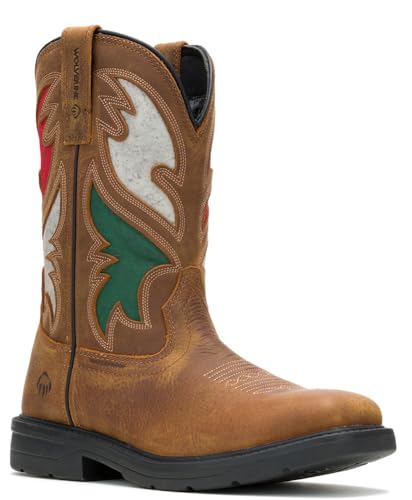 Wolverine Herren Gummistiefel mit Rancher-Flagge, Stahlkappe, Braun/Rwg, 43.5 EU von Wolverine