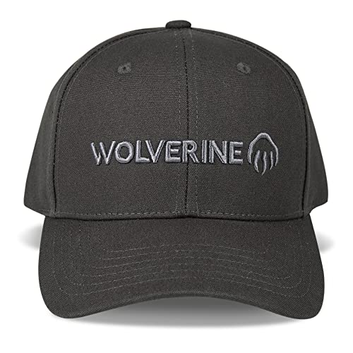 Wolverine Unisex-Erwachsene bestickte 6-Panel Kappe – aus strapazierfähigem Baumwoll-Segeltuch und Snapback-Verschluss – Einheitsgröße Cap, Gesticktes Logo – Onyx von WOLVERINE