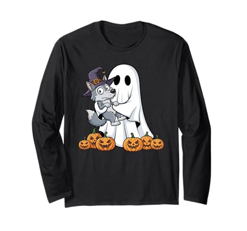 Lustiger Geist Wolf Kürbis Halloween Kinder Herren Damen Langarmshirt Lustiger Geist Wolf Kürbis Halloween Kinder Herren Damen Langarmshirt von Wolves Lovers Cute Halloween Outfits for Boy Girl