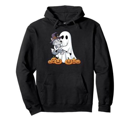 Lustiger Geist Wolf Kürbis Halloween Kinder Herren Damen Pullover Hoodie Lustiger Geist Wolf Kürbis Halloween Kinder Herren Damen Pullover Hoodie von Wolves Lovers Cute Halloween Outfits for Boy Girl