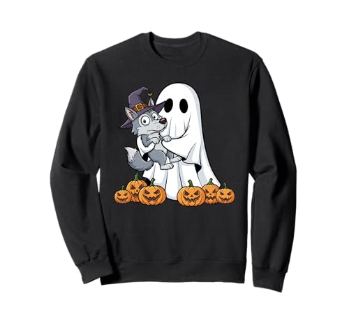 Lustiger Geist Wolf Kürbis Halloween Kinder Herren Damen Sweatshirt Lustiger Geist Wolf Kürbis Halloween Kinder Herren Damen Sweatshirt von Wolves Lovers Cute Halloween Outfits for Boy Girl