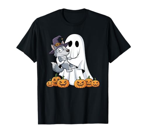 Lustiger Geist Wolf Kürbis Halloween Kinder Herren Damen T-Shirt Lustiger Geist Wolf Kürbis Halloween Kinder Herren Damen T-Shirt von Wolves Lovers Cute Halloween Outfits for Boy Girl
