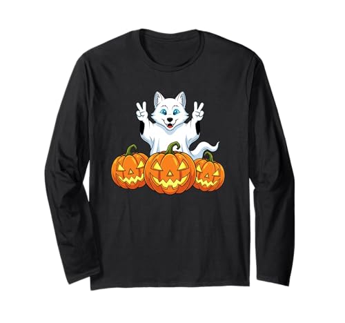Lustiger Wolf Geist Kürbis Boo Halloween Kinder Herren Damen Langarmshirt Lustiger Wolf Geist Kürbis Boo Halloween Kinder Herren Damen Langarmshirt von Wolves Lovers Halloween Ghost Pumpkin Outfits