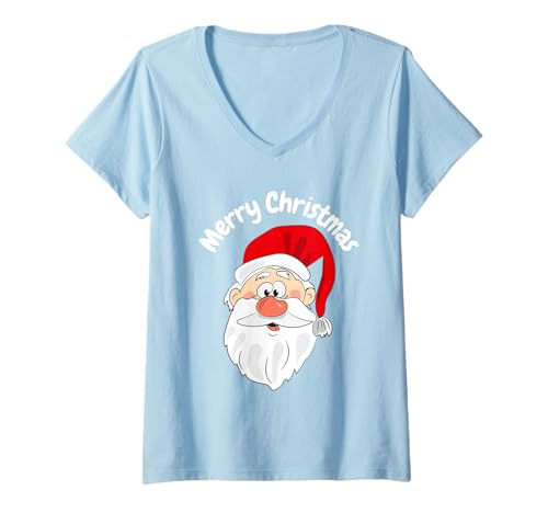 Damen Lustiger Weihnachtsmann Nikolaus Santa Claus T-Shirt mit V-Ausschnitt Damen Lustiger Weihnachtsmann Nikolaus Santa Claus T-Shirt mit V-Ausschnitt von Woman Christmas Fashion by Merry