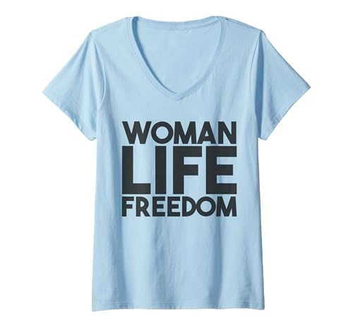 Damen Frau Leben Freiheit Iran Zan Zendegi Azadi T-Shirt mit V-Ausschnitt Damen Frau Leben Freiheit Iran Zan Zendegi Azadi T-Shirt mit V-Ausschnitt von Woman Life Freedom Iran Zan Zendegi Azadi