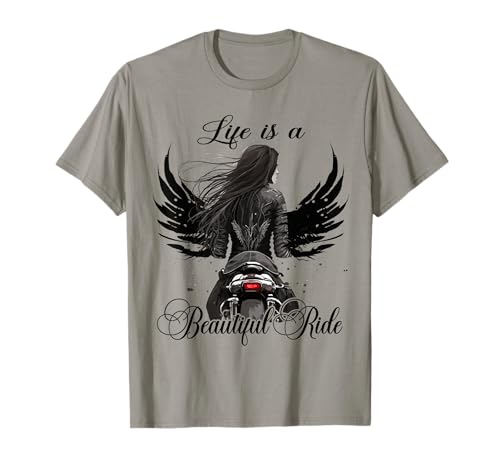 Biker Girl Classic Motorrad Life is a Beautiful Ride T-Shirt von Woman Motorcycle vest vintage Female Biker Girl