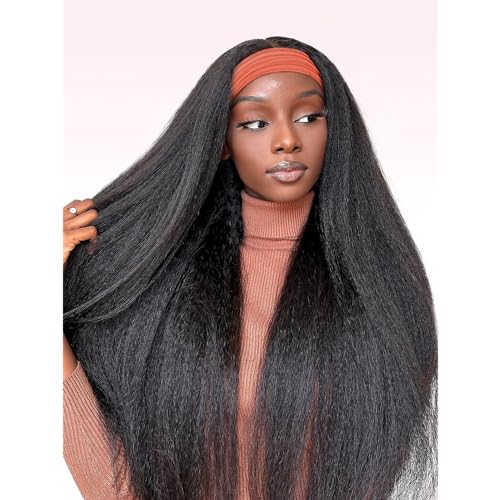 Woman's Romance Perücke mit Haarreif für schwarze Frauen, Perücke mit geradem und lockigem Stirnband, Menschenhaar, 180 % Dichte, Yaki, gerades Stirnband, Perücke zum Tragen und Tragen, ohne Kleber, Woman's Romance Perücke mit Haarreif für schwarze Frauen, Perücke mit geradem und lockigem Stirnband, Menschenhaar, 180 % Dichte, Yaki, gerades Stirnband, Perücke zum Tragen und Tragen, ohne Kleber, von Woman's Romance