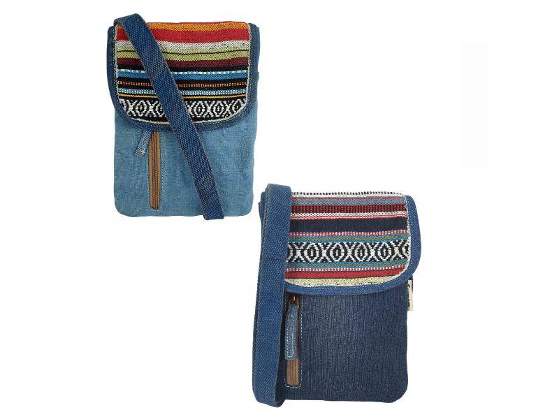 Damen Umhängetasche. Nachhaltige Crossover Tasche Aus Recycelte Jeans & Baumwolle. Kleine Vegane Schultertasche Mit Mehreren Fächern von WomanInFashionDE