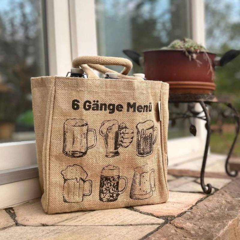 Flaschentasche. Vegane Bierträger/Dosen & Flaschenträger 6 Flaschen. Jute Tragetasche Mit Trennwänden, Biertasche Geschenke Für Männer von WomanInFashionDE