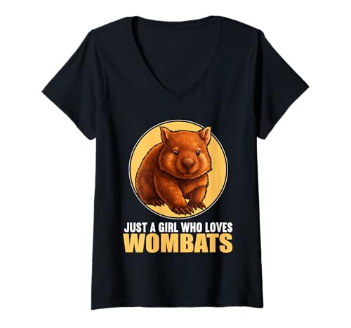 Damen Wombats Wombat T-Shirt mit V-Ausschnitt Damen Wombats Wombat T-Shirt mit V-Ausschnitt von Wombats Wombat Tier Shop