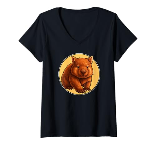 Damen Wombats Wombat T-Shirt mit V-Ausschnitt von Wombats Wombat Tier Shop