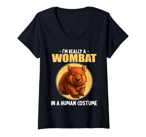 Damen Wombats Wombat T-Shirt mit V-Ausschnitt Damen Wombats Wombat T-Shirt mit V-Ausschnitt von Wombats Wombat Tier Shop