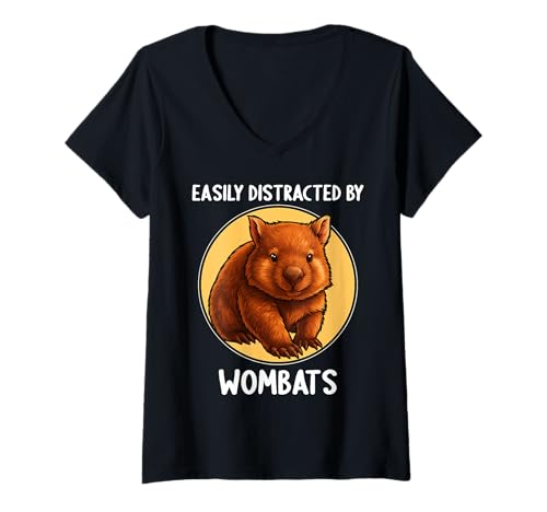 Damen Wombats Wombat T-Shirt mit V-Ausschnitt Damen Wombats Wombat T-Shirt mit V-Ausschnitt von Wombats Wombat Tier Shop