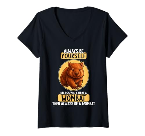 Damen Wombats Wombat T-Shirt mit V-Ausschnitt Damen Wombats Wombat T-Shirt mit V-Ausschnitt von Wombats Wombat Tier Shop