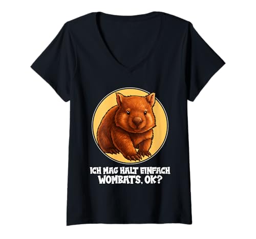 Damen Wombats Wombat T-Shirt mit V-Ausschnitt Damen Wombats Wombat T-Shirt mit V-Ausschnitt von Wombats Wombat Tier Shop