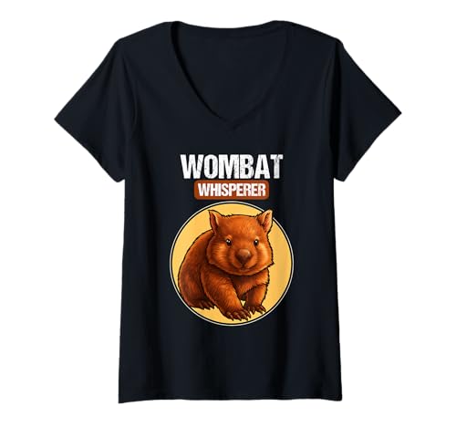 Damen Wombats Wombat T-Shirt mit V-Ausschnitt von Wombats Wombat Tier Shop