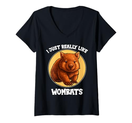 Damen Wombats Wombat T-Shirt mit V-Ausschnitt von Wombats Wombat Tier Shop
