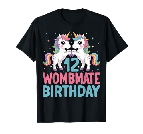 12 Wombmate Birthday Unicorn Twin Girls 12th Birthday Party T-Shirt 12 Wombmate Birthday Unicorn Twin Girls 12th Birthday Party T-Shirt von Wombmate 12th Birthday Gifts Co.