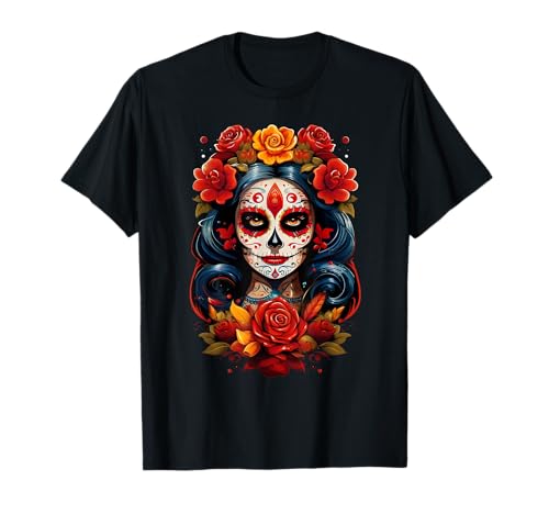 Flower Women Dia De Los Muertos La Catrina Tag der Toten T-Shirt von Women De Los Muertos La Catrina Day Of The Dead