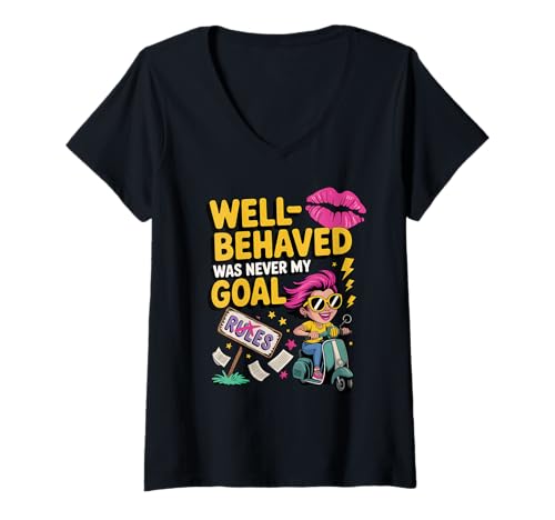 Damen Gut erzogen war nie Mein Ziel T-Shirt mit V-Ausschnitt Damen Gut erzogen war nie Mein Ziel T-Shirt mit V-Ausschnitt von Women Empowerment