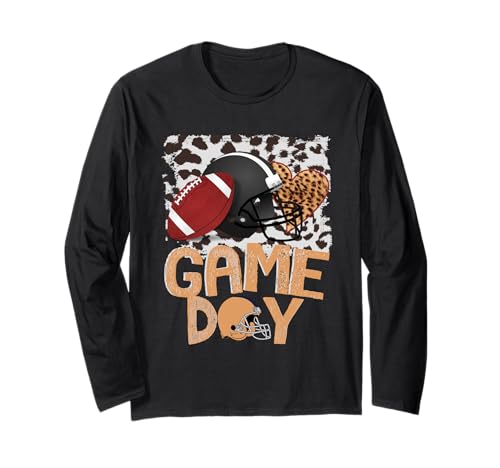 Bleached Game Day Leopard Fußballhelm Sport Mama Mädchen Langarmshirt von Women Girls Football Shirts
