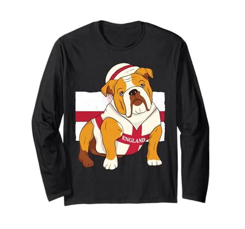 Lustige Englische Bulldogge England-Flagge Herren Englische Flagge Kinder Langarmshirt Lustige Englische Bulldogge England-Flagge Herren Englische Flagge Kinder Langarmshirt von Women Kid England Rugby Football England Funny Dog