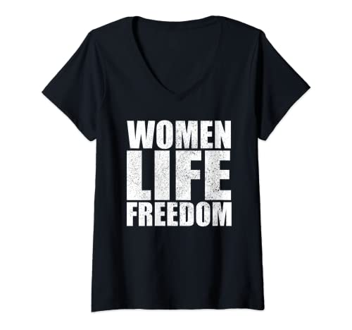 Damen Women Life Freedom women rights support mahsa T-Shirt mit V-Ausschnitt Damen Women Life Freedom women rights support mahsa T-Shirt mit V-Ausschnitt von Women Life Freedom women rights support mahsa