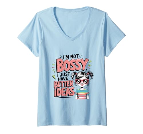 Damen Ich bin nicht herrisch Bessere Ideen, Spaß T-Shirt mit V-Ausschnitt Damen Ich bin nicht herrisch Bessere Ideen, Spaß T-Shirt mit V-Ausschnitt von Women Power Better Ideas Quirky Women Fun Style
