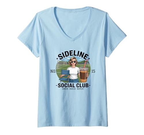 Damen Women Sideline Social Club T -Shirt Soccer Mom Game Day T-Shirt mit V-Ausschnitt Damen Women Sideline Social Club T -Shirt Soccer Mom Game Day T-Shirt mit V-Ausschnitt von Women SideLine Social Club T -Shirt Soccer Mom