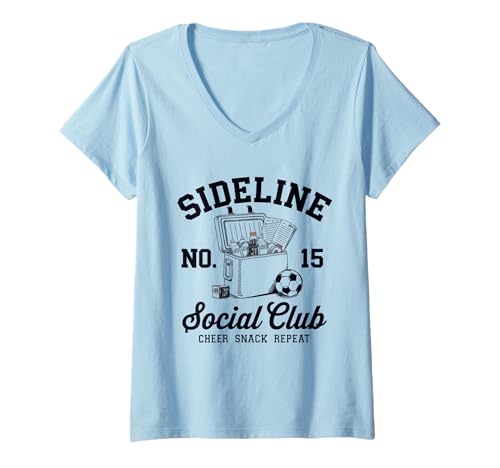 Damen Women Sideline Social Club T -Shirt Soccer Mom Game Day T-Shirt mit V-Ausschnitt von Women SideLine Social Club T -Shirt Soccer Mom