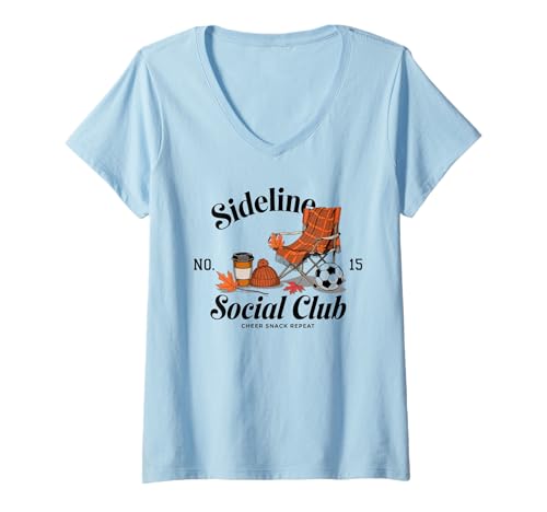 Damen Women Sideline Social Club T -Shirt Soccer Mom Game Day T-Shirt mit V-Ausschnitt Damen Women Sideline Social Club T -Shirt Soccer Mom Game Day T-Shirt mit V-Ausschnitt von Women SideLine Social Club T -Shirt Soccer Mom