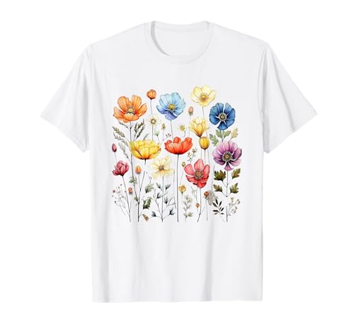 Wildblume Sommerblumen Garten Frühling Blumen Retro Damen T-Shirt Wildblume Sommerblumen Garten Frühling Blumen Retro Damen T-Shirt von Women Wildflower Summer Flowers Floral Graphic Tee