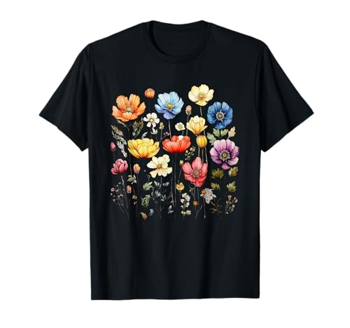 Wildflower Summer Flowers Garden Spring Florals Retro Women T-Shirt Wildflower Summer Flowers Garden Spring Florals Retro Women T-Shirt von Women Wildflower Summer Flowers Floral Graphic Tee