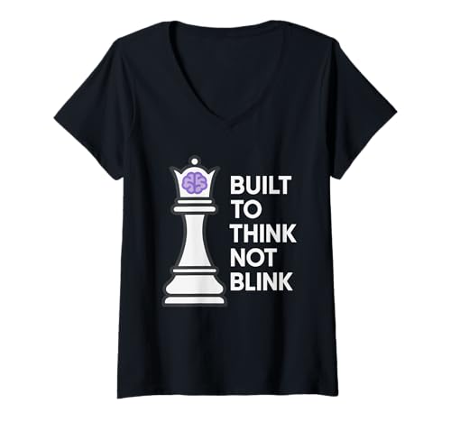 Damen Schachmädchen Schachmatt Wie eine Mädchenkönigin Strategy Power T-Shirt mit V-Ausschnitt von Women in Chess Female Player Girl Power Chess