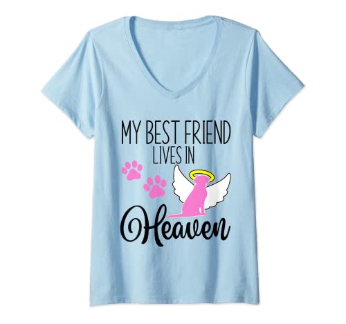 Damen Mein bester Freund lebt im Himmel Pet Loss Labrador Retriever T-Shirt mit V-Ausschnitt Damen Mein bester Freund lebt im Himmel Pet Loss Labrador Retriever T-Shirt mit V-Ausschnitt von Women pet memorial dog in memory of pet angel lab
