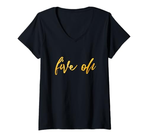 Damen Große Zahl zum 50. Geburtstag, niedlich, lässig T-Shirt mit V-Ausschnitt Damen Große Zahl zum 50. Geburtstag, niedlich, lässig T-Shirt mit V-Ausschnitt von Women's 50th Birthday Clothing Apparel