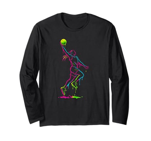 Basketball Girl Color Outline Splash Grafik für Spieler Langarmshirt von Women's Basketball Drip Look Bold Color Sports