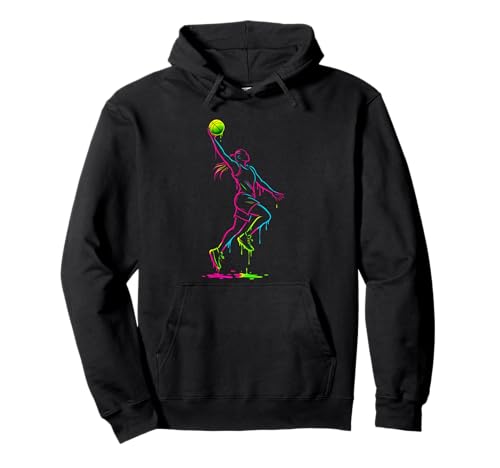 Basketball Girl Color Outline Splash Grafik für Spieler Pullover Hoodie von Women's Basketball Drip Look Bold Color Sports