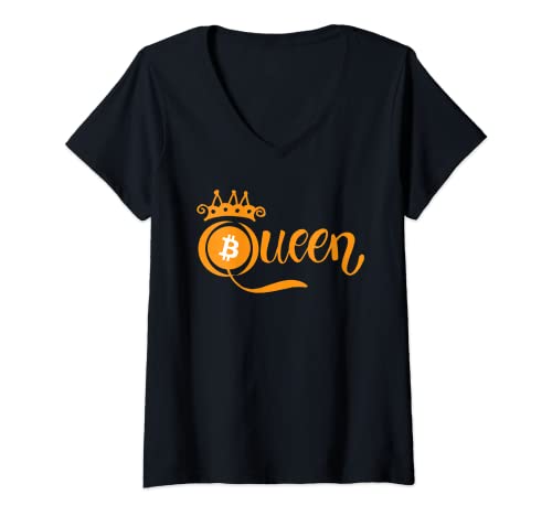 Damen Damen Bitcoin BTC Queen Crypto Cryptocurrency Ladies Cute T-Shirt mit V-Ausschnitt Damen Damen Bitcoin BTC Queen Crypto Cryptocurrency Ladies Cute T-Shirt mit V-Ausschnitt von Women's Bitcoin BTC Queen Crypto Tee Gift