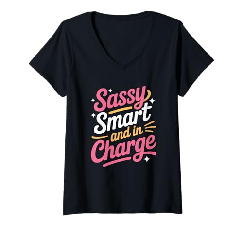 Damen Frech, klug und verantwortlich, Frauenförderung, Gleichstellung von Frauen T-Shirt mit V-Ausschnitt von Women's Equality Gender Equality Movement