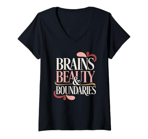 Damen Brains Beauty Women Empowerment Damen Gleichstellung T-Shirt mit V-Ausschnitt Damen Brains Beauty Women Empowerment Damen Gleichstellung T-Shirt mit V-Ausschnitt von Women's Equality Women’s Empowerment