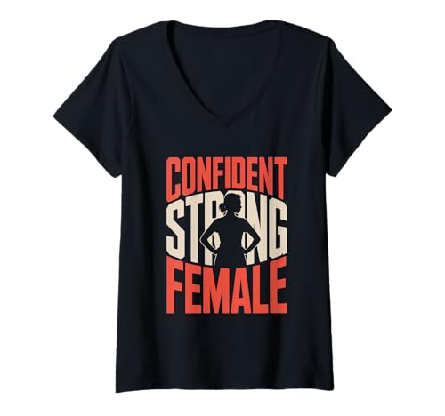 Damen Selbstbewusste Starke weibliche Frauen Stärkung der Gleichstellung von Frauen T-Shirt mit V-Ausschnitt Damen Selbstbewusste Starke weibliche Frauen Stärkung der Gleichstellung von Frauen T-Shirt mit V-Ausschnitt von Women's Equality Women’s Empowerment