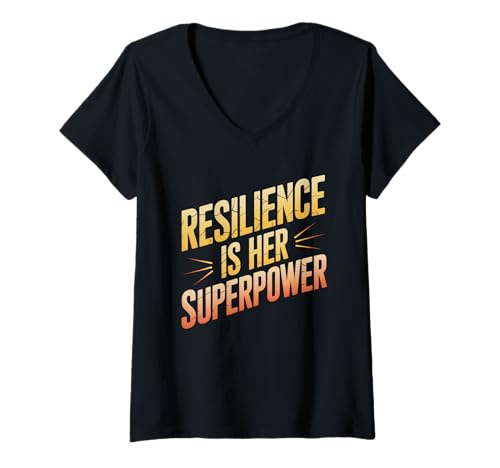 Damen Resilienz ist ihre Superkraft: Gleichstellung von Frauen T-Shirt mit V-Ausschnitt Damen Resilienz ist ihre Superkraft: Gleichstellung von Frauen T-Shirt mit V-Ausschnitt von Women's Equality Youth Feminist Movement