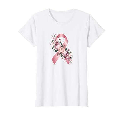 Damen Pink Ribbon Shirt Floral Awareness Peonies & Blossom T-Shirt Damen Pink Ribbon Shirt Floral Awareness Peonies & Blossom T-Shirt von Women’s Pink Ribbon Shirt Floral Awareness Design