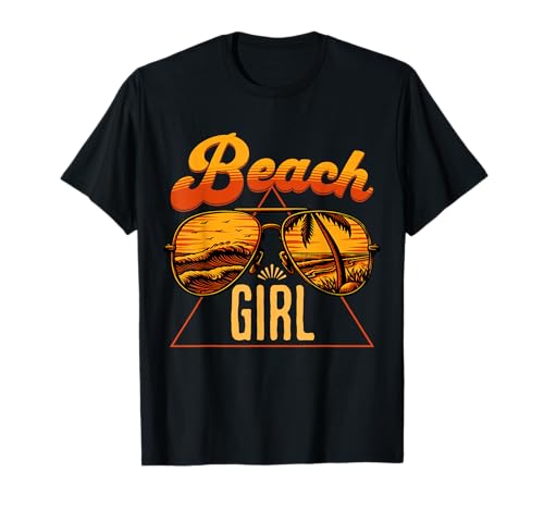 Beach Girl, niedliche Piloten-Sonnenbrille T-Shirt von Women's Retro Beach Fashion Ideas