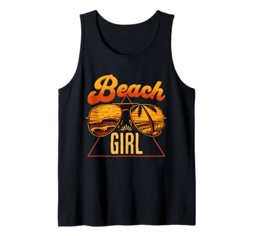 Beach Girl, niedliche Piloten-Sonnenbrille Tank Top von Women's Retro Beach Fashion Ideas